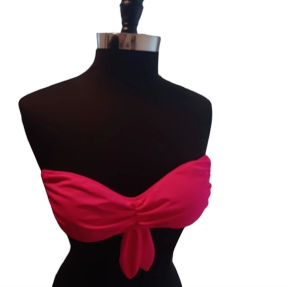 Victoria's Secret Women's Medium Bandeau Twist Padded Hot Pink Bikini Top Y2k - Picture 1 of 6